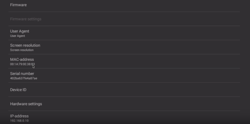 STB emulator mac address 